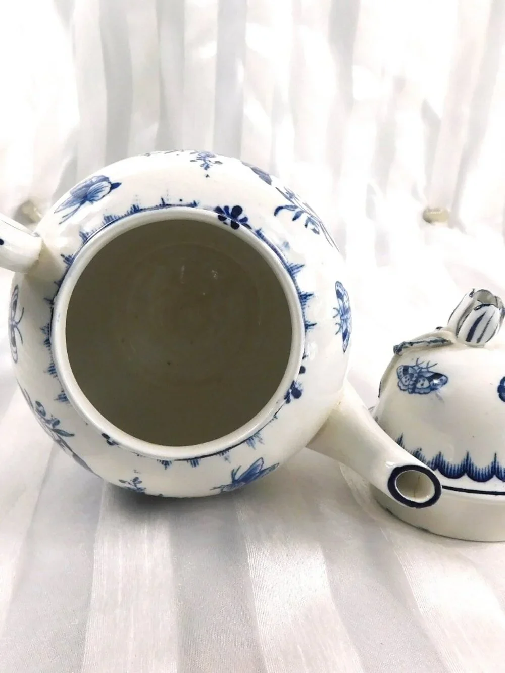 White and Blue Teapot in Blue Sprays  # 27091